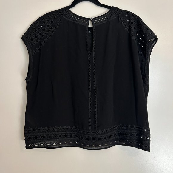 Aritzia Wilfred Reims Cap Sleeve Eyelet Embroidered Top- Sz M - Picture 2 of 9